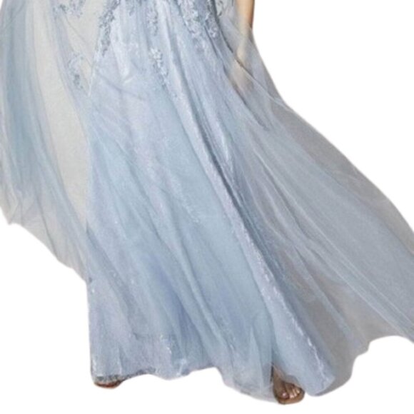 NWT Eureka Fashion 9660 Floral Lace Mother of the Bride Dress Dusty Blue Size XL - Picture 2 of 6